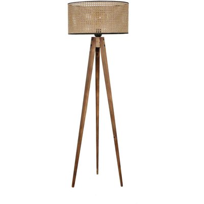 Lampadaire en bois et tissu Tripod HANAH HOME