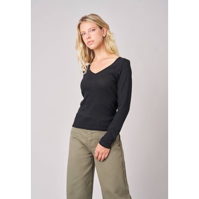 T-shirt regular femme en 100% coton côtelé PAULANA DEELUXE