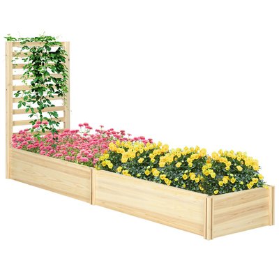 Lot de 2 jardinières avec treillis - sapin pré-huilé OUTSUNNY