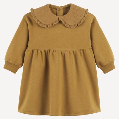 Vestido em moletão com gola claudina em gaze de algodão LA REDOUTE COLLECTIONS