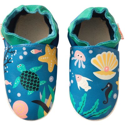 Chaussons bébé cuir souple Marie Claire sous la mer TICHOUPS
