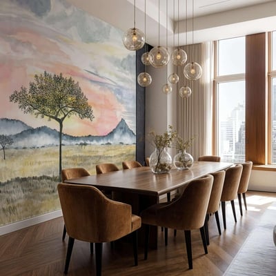 Papier peint paysage montagne au lever du jour - 425x260 cm (l x h) LA TOUCHE ORIGINALE