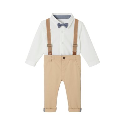 Ensemble 4 pièces chemise + noeud papillon + pantalon + bretelles VERTBAUDET