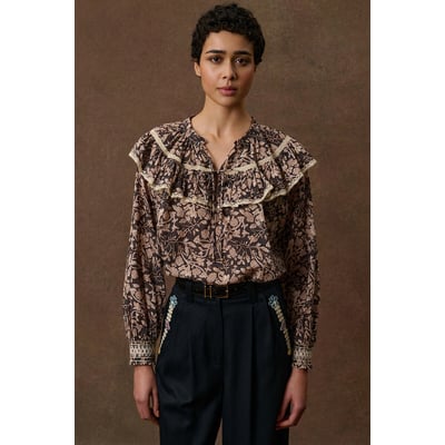 Blouse imprimé floral à volants, NICOLE LOUISE MISHA