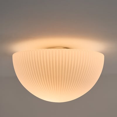 Plafón o aplique, de vidrio opalino estriado, diámetro 33 cm, LOULOU LA REDOUTE INTERIEURS