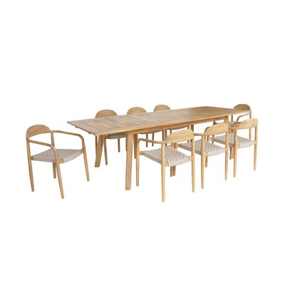 Table de jardin extensible bois d'acacia 8 fauteuils PALENA + CERINA SWEEEK