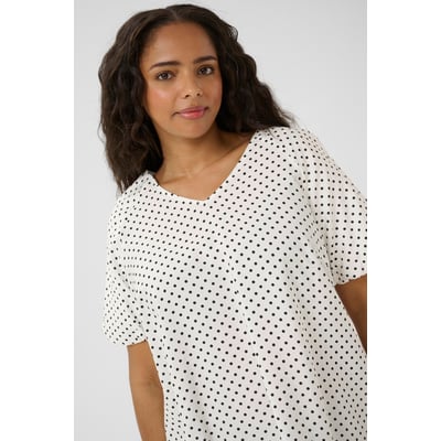 Blouse Noire Pois Blancs Polyester Taille 36 - Occasion Très Bon état, Col Rond