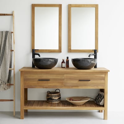 Meuble de salle de bain en teck massif 135 cm  MARLI BERAH GETAH