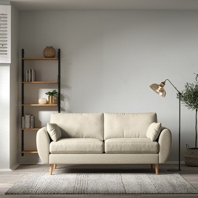 Ada Scandi Soft Woven 3 Seater Sofa with Light Wood Legs SO'HOME