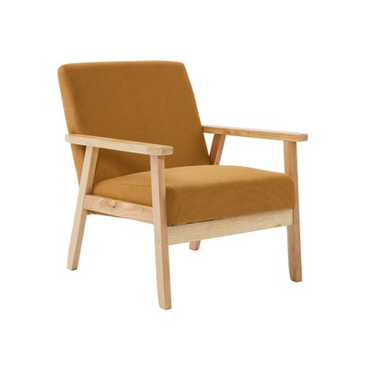 Fauteuil scandinave bois de peuplier, d'hévéa et velours côtelé ISAK SWEEEK
