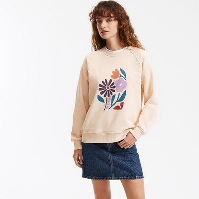 Sweat de gola redonda, motivo à frente LA REDOUTE COLLECTIONS