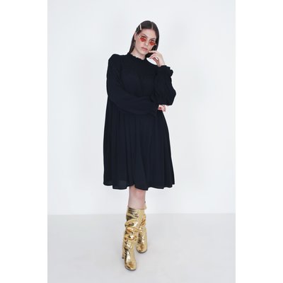 Robe mi-longue unie avec decoupe smockée JEAN-MARC PHILIPPE