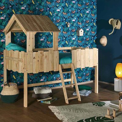 Lit cabane mi-hauteur Bois massif  DONNIE AKITEN RETAIL