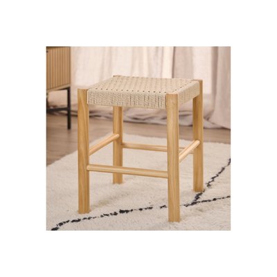 Tabouret en bois et assise tressée L80 - THEO HELLIN, DEPUIS 1862