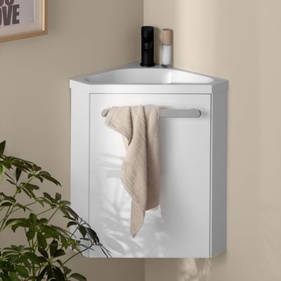 Ensemble lave-mains d'angle suspendu avec robinet noir SKINO MOB IN