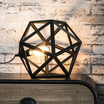 Lampe à poser moderne hexagonale métal noir TRIBECA PIER IMPORT
