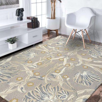 Tapis salon et chambre fait à la main en laine motif floral PIMPERNEL UN AMOUR DE TAPIS