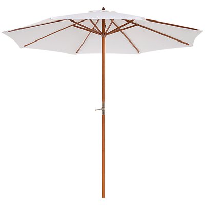 Parasol droit octogonal 2,7 x 2,5 m manivelle bois toile haute densité crème OUTSUNNY