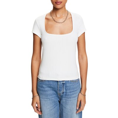 Square Neck T-Shirt with Short Sleeves ESPRIT