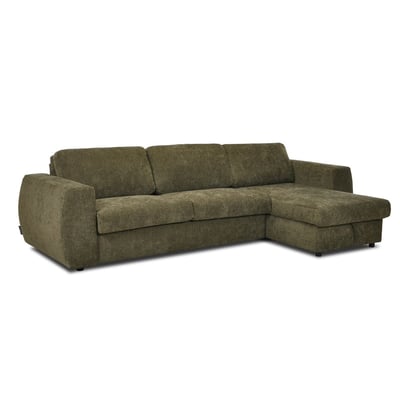 Canapé d'angle convertible 4 places en tissu texturé couchage 140x190 cm, HUGO BOBOCHIC