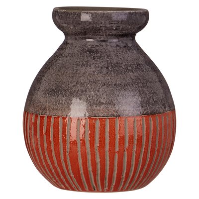 20cm Grey and Orange Earthenware Vase SO'HOME