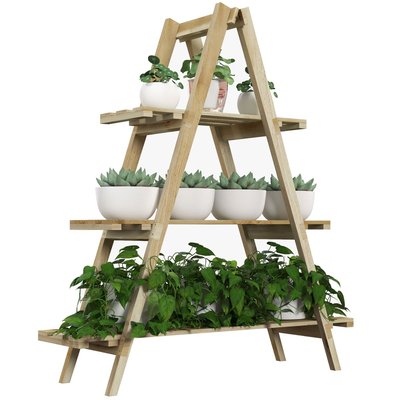 Étagère à fleurs pyramidale en bois 3 étagères OUTSUNNY