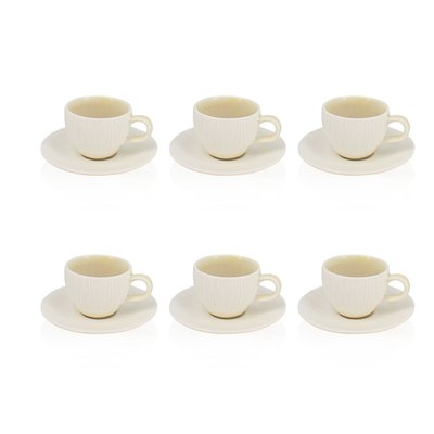 Lot de 6 tasses et soucoupes en porcelaine 9cl, URUS OGO LIVING