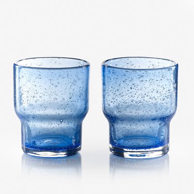Set of 2 Colour Me Happy Handmade Stacking Glass Tumblers SUR LA TABLE 