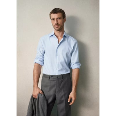 Chemise de costume en coton et cachemire, coupe slim fit MANGO MAN