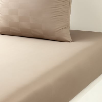 Drap housse en satin de coton blanc, DAMIER DESFORGES