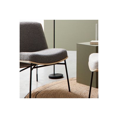 Fauteuil contemporain en bois et tissu bouclette - EMERICK HELLIN, DEPUIS 1862