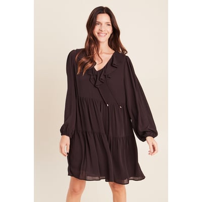 Robe courte évasée col v manches longues BREAL