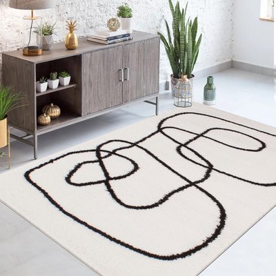Tapis longs poils shaggy tissé motif géométrique INFINITA 2 UN AMOUR DE TAPIS