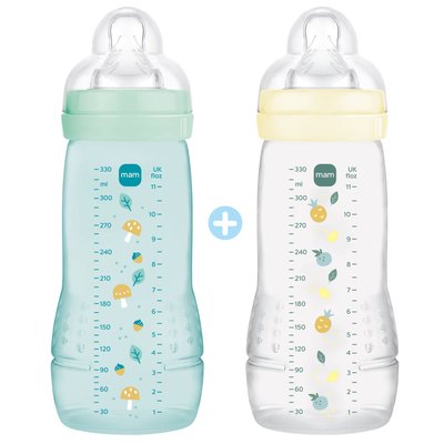 Lot de 2 biberons 330ml Easy Active Coloré Ice et Pearl MAM