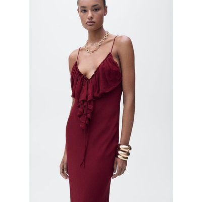 Robe en mousseline avec détails à volants MANGO