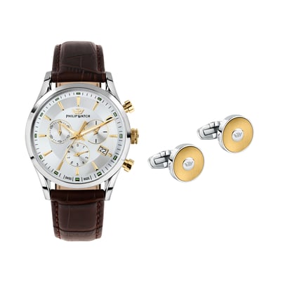 Montre analogique en acier, peau SUNRAY PHILIP WATCH