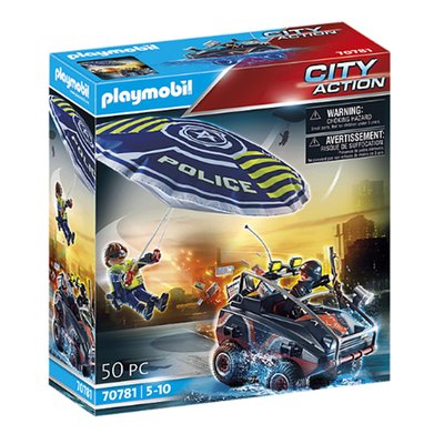 Policier parachutiste et quad du bandit PLAYMOBIL