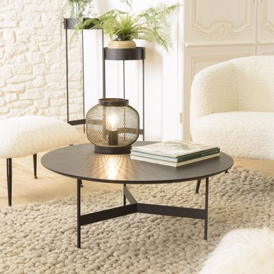 Table basse noire ronde bois-métal CORUMBA PIER IMPORT