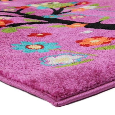 Tapis toucher laineux chouettes sur un arbre THE DECO FACTORY
