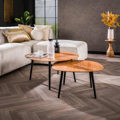Table basse en bois d'acacia forme galet (lot de 2) MELBOURNE PIER IMPORT