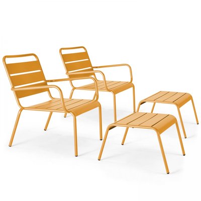 Lot de 2 fauteuils bas relax avec repose-pieds, PALAVAS OVIALA