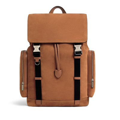 Sac à dos à rabat en cuir nubuck grainé MAURICE LE TANNEUR