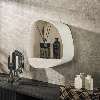 Etagère murale blanche en marbre composite forme organique 49 cm TAJ PIER IMPORT