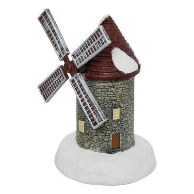 Village de Noël lumineux moulin animé H15cm 4 LED blanc chaud à piles FEERIC LIGHTS & CHRISTMAS