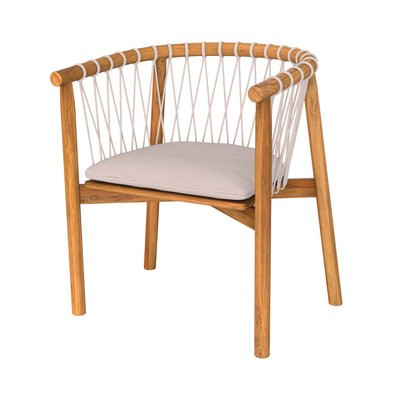 Chaise de jardin en bois de teck et tissu (à l'unité) - YAGO RENDEZ-VOUS DÉCO
