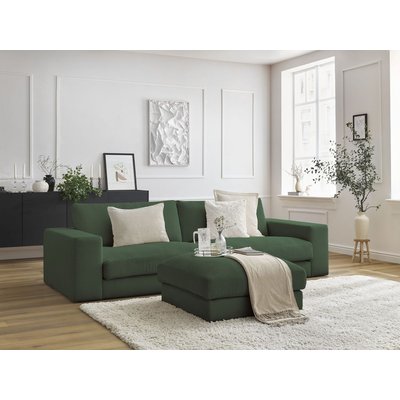 Canapé droit fixe 4 places en velours côtelé avec pouf, LEONARD BOBOCHIC