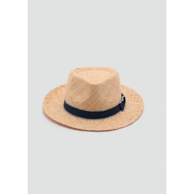 Chapeau en raphia avec nœud en jean MANGO