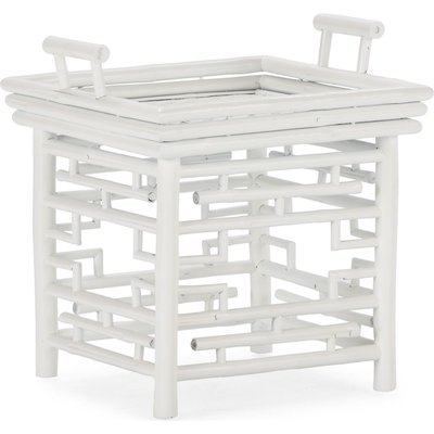 Table d'appoint blanche en bambou et rotin style contemporain RECOLLECTION