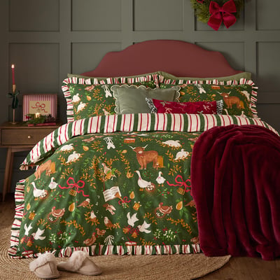 Twelve Days Frill Reversible Duvet Cover and Pillowcase Set FURN.