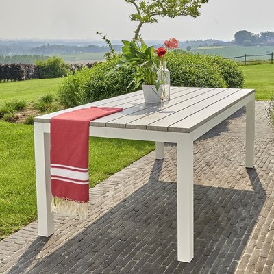 Table de jardin en aluminium blanc et gris 8 places  TAMPA BERAH GETAH